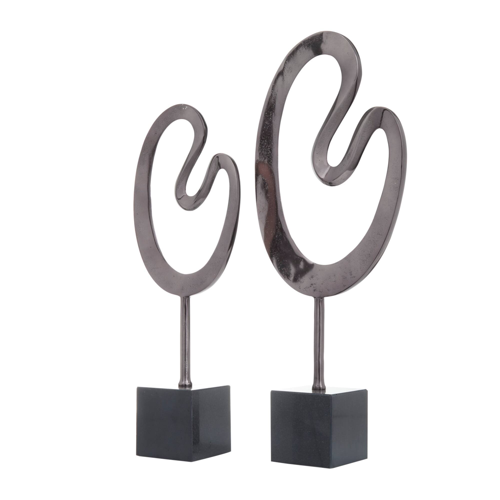 CosmoLiving by Cosmopolitan Black Marble Contemporary Sculpture, 24" x 21"